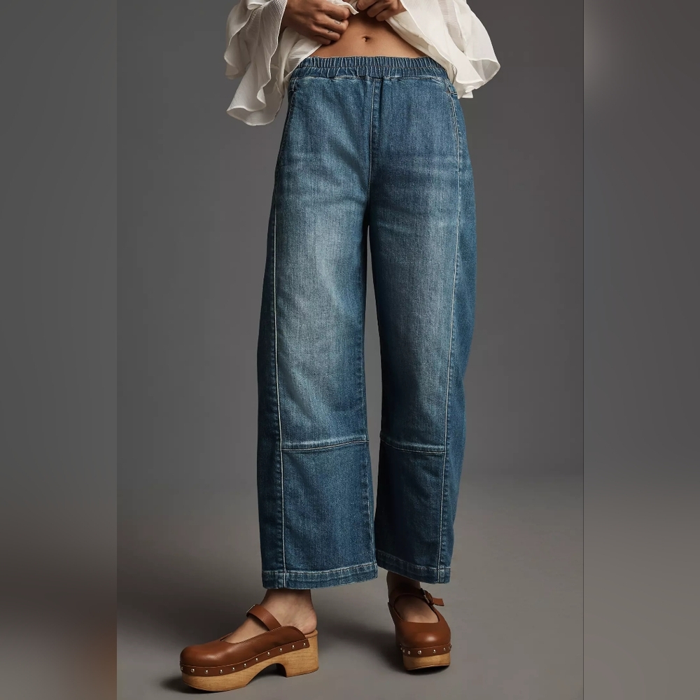 Anthropologie Size M Pull On Barrel Wide Leg Izzie Denim